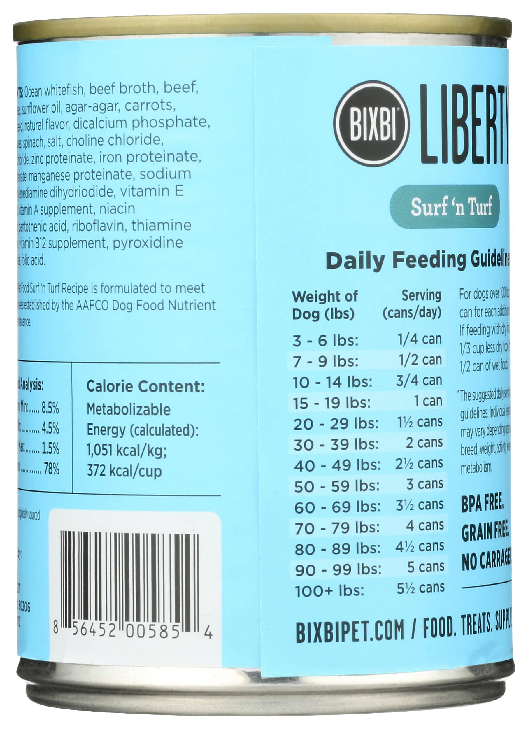 Bixbi Liberty Limited Ingredient Diet Surf and Turf Canned Dog Food - 12.5 Oz - Case of 12  