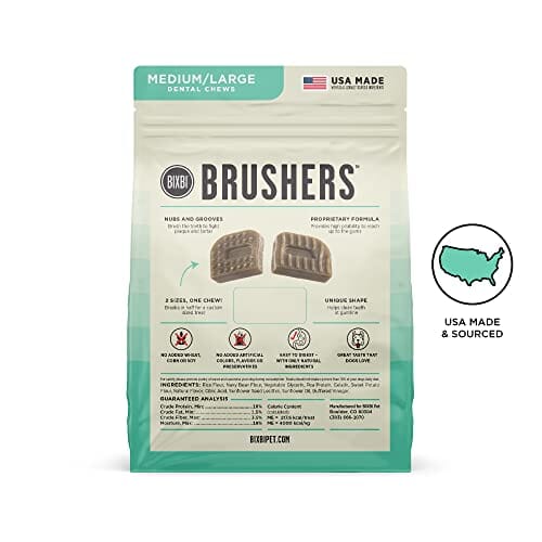 Bixbi Natural Brushers Dental Dog Chews - Medium/Large - 27.7 Oz - 15 Count  