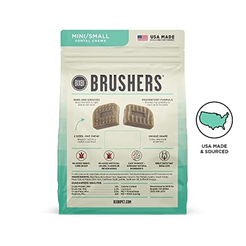 Bixbi Natural Brushers Dental Dog Chews - Mini/Small - 18.5 Oz - 30 Count  