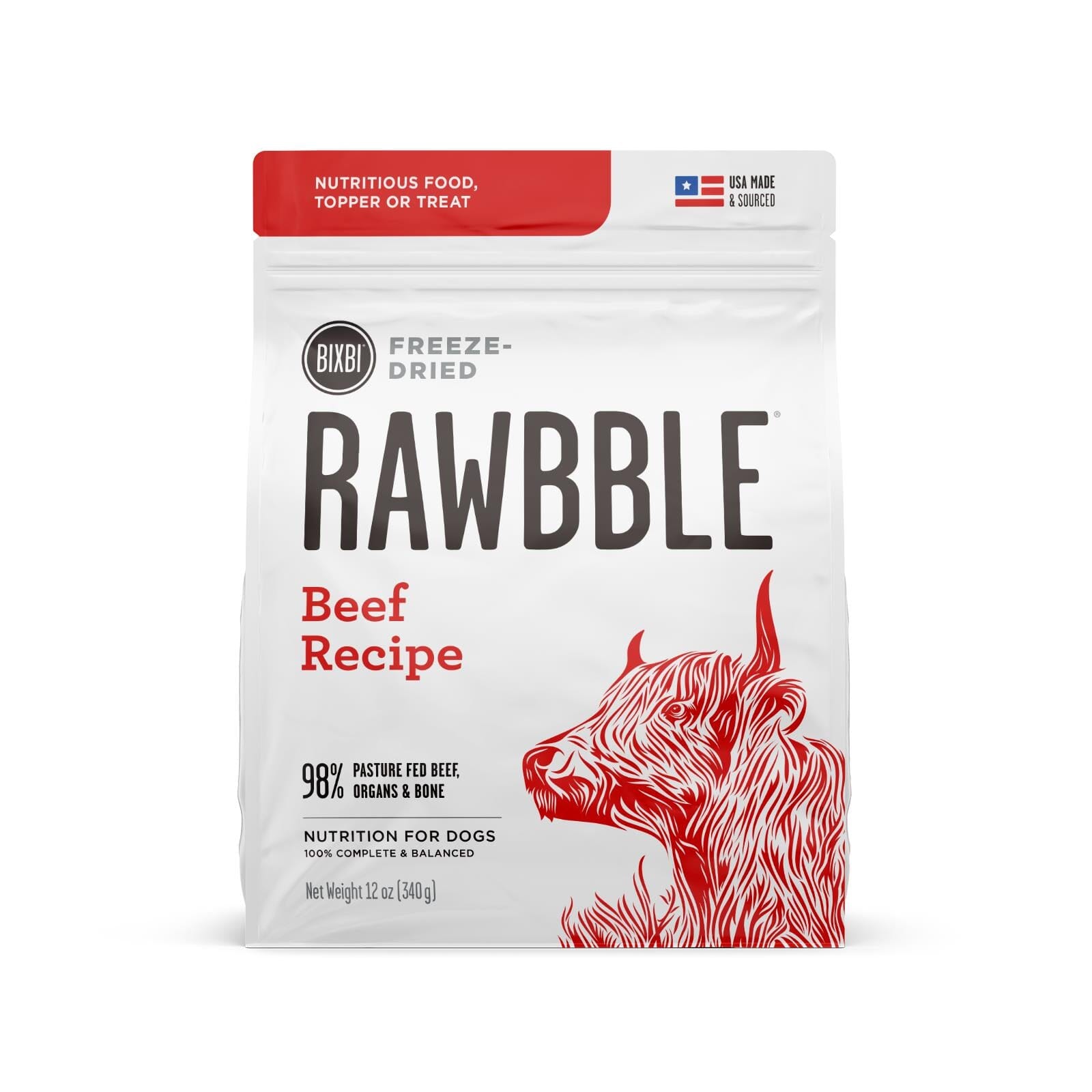 Bixbi Rawbble Beef Freeze-Dried Dog Food - 12 Oz  