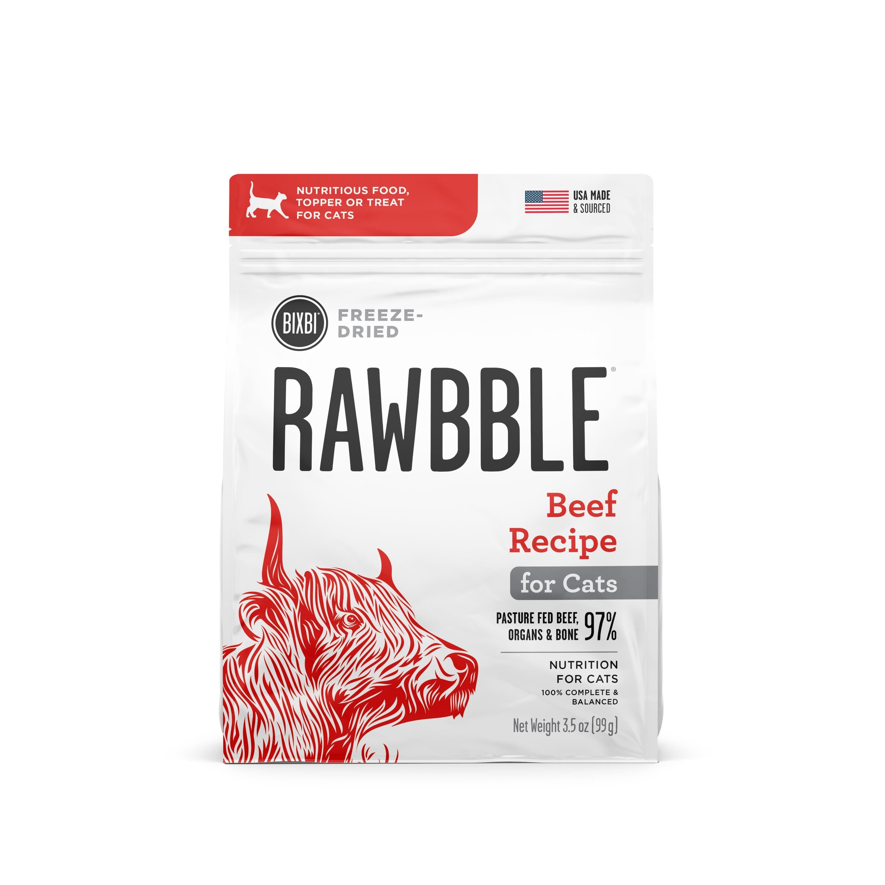 Bixbi Rawbble Beef Recipe Freeze-Dried Cat Food - 3.5 Oz  