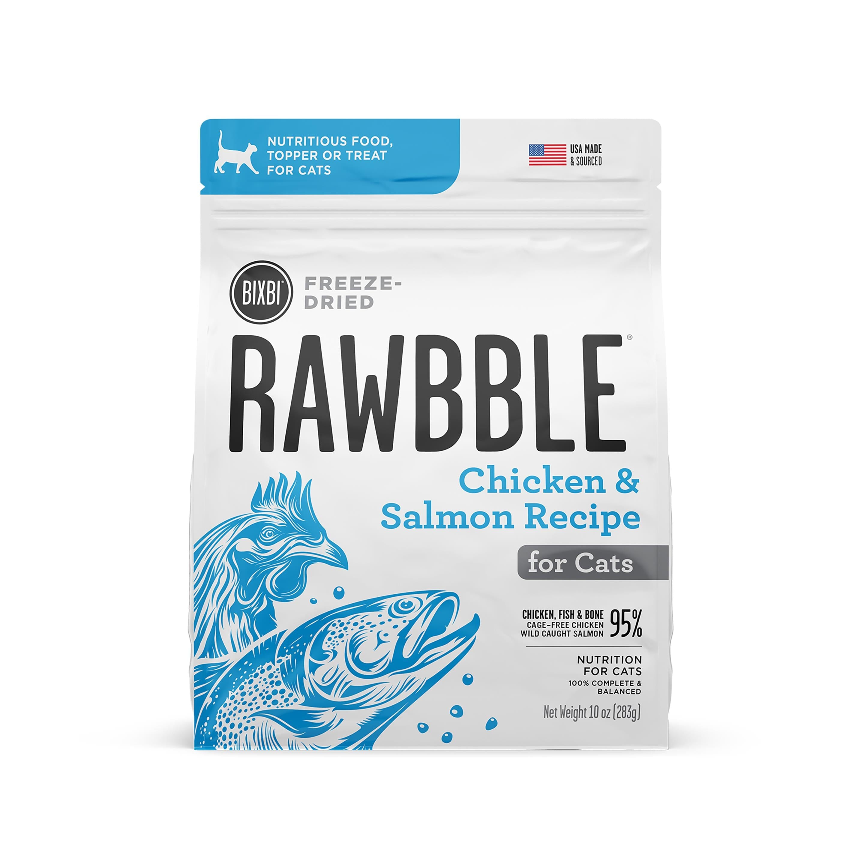 Bixbi Rawbble Chicken and Salmon Freeze-Dried Cat Food - 10 Oz  