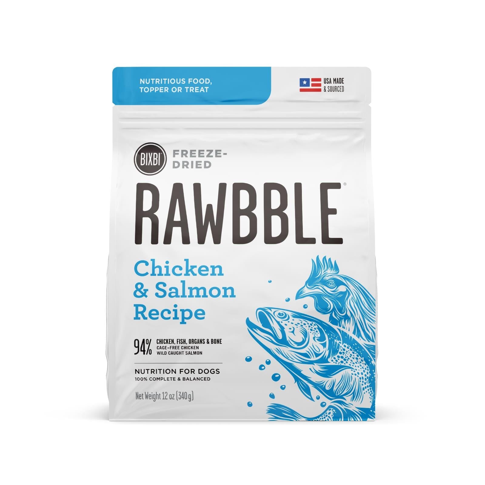 Bixbi Rawbble Chicken and Salmon Freeze-Dried Dog Food - 12 Oz  