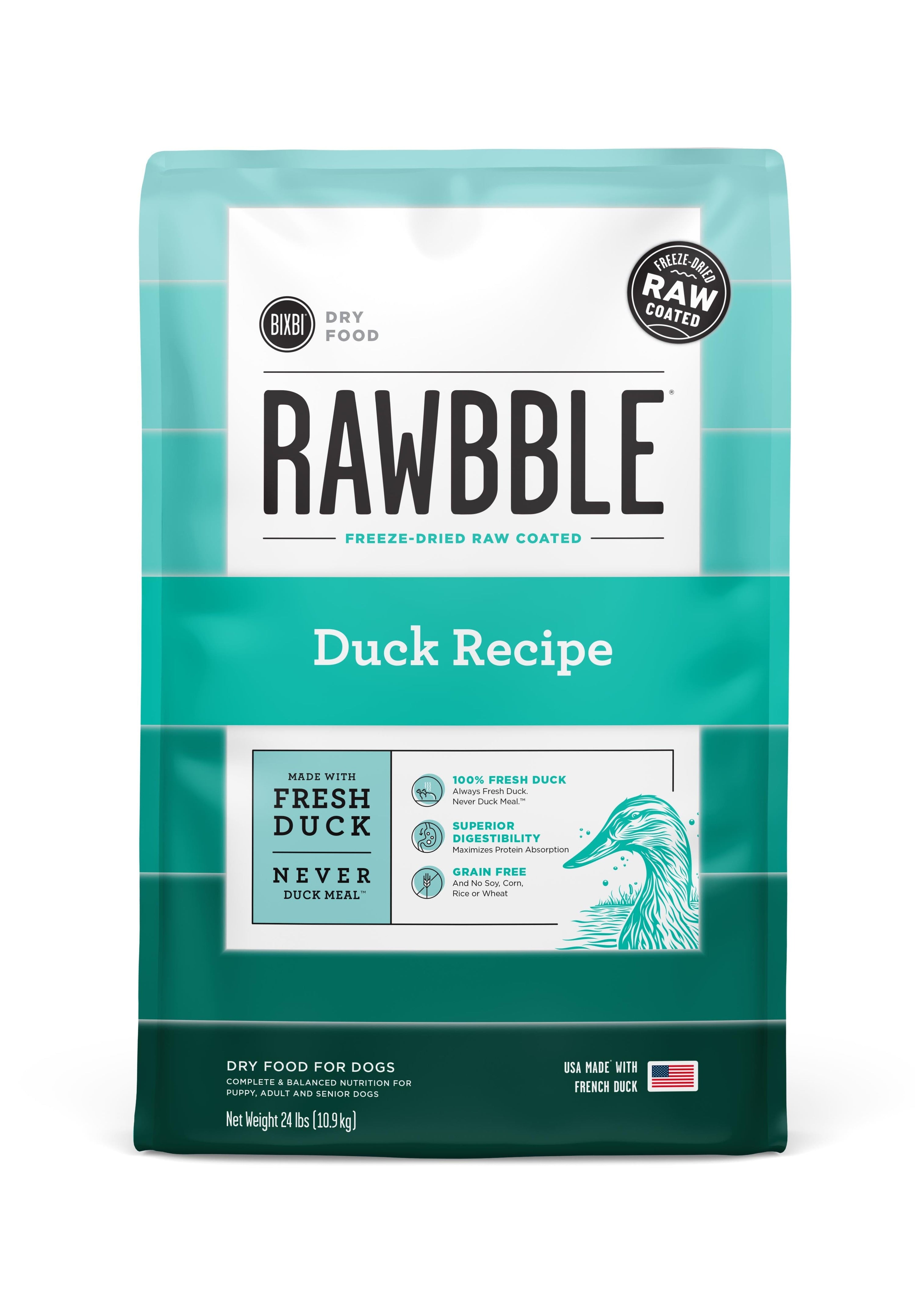 Bixbi Rawbble Duck Recipe Dry Dog Food - 24 Lbs  