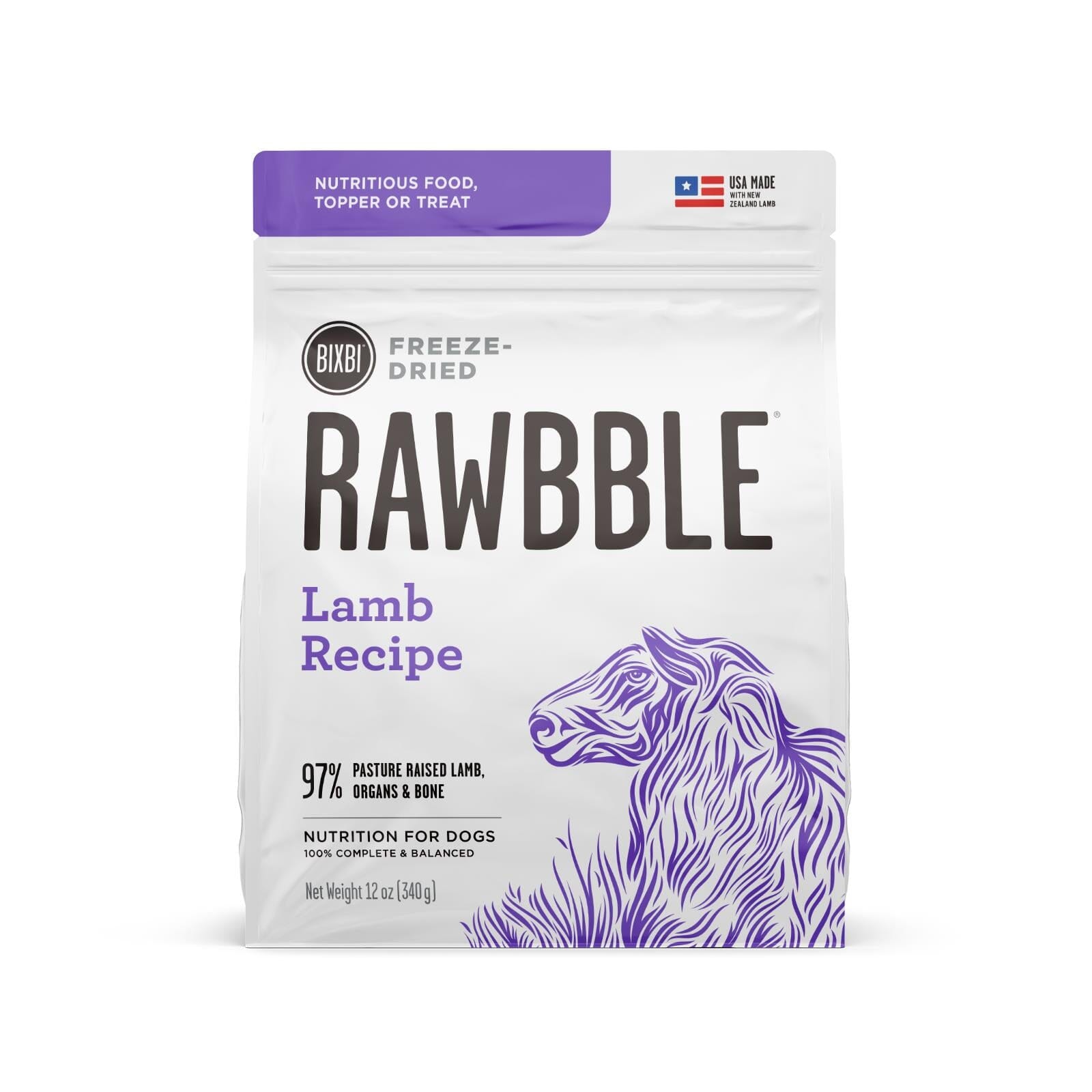 Bixbi Rawbble Lamb Freeze-Dried Dog Food - 12 Oz  