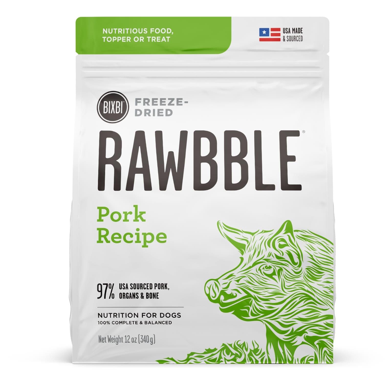 Bixbi Rawbble Pork Freeze-Dried Dog Food - 12 Oz  