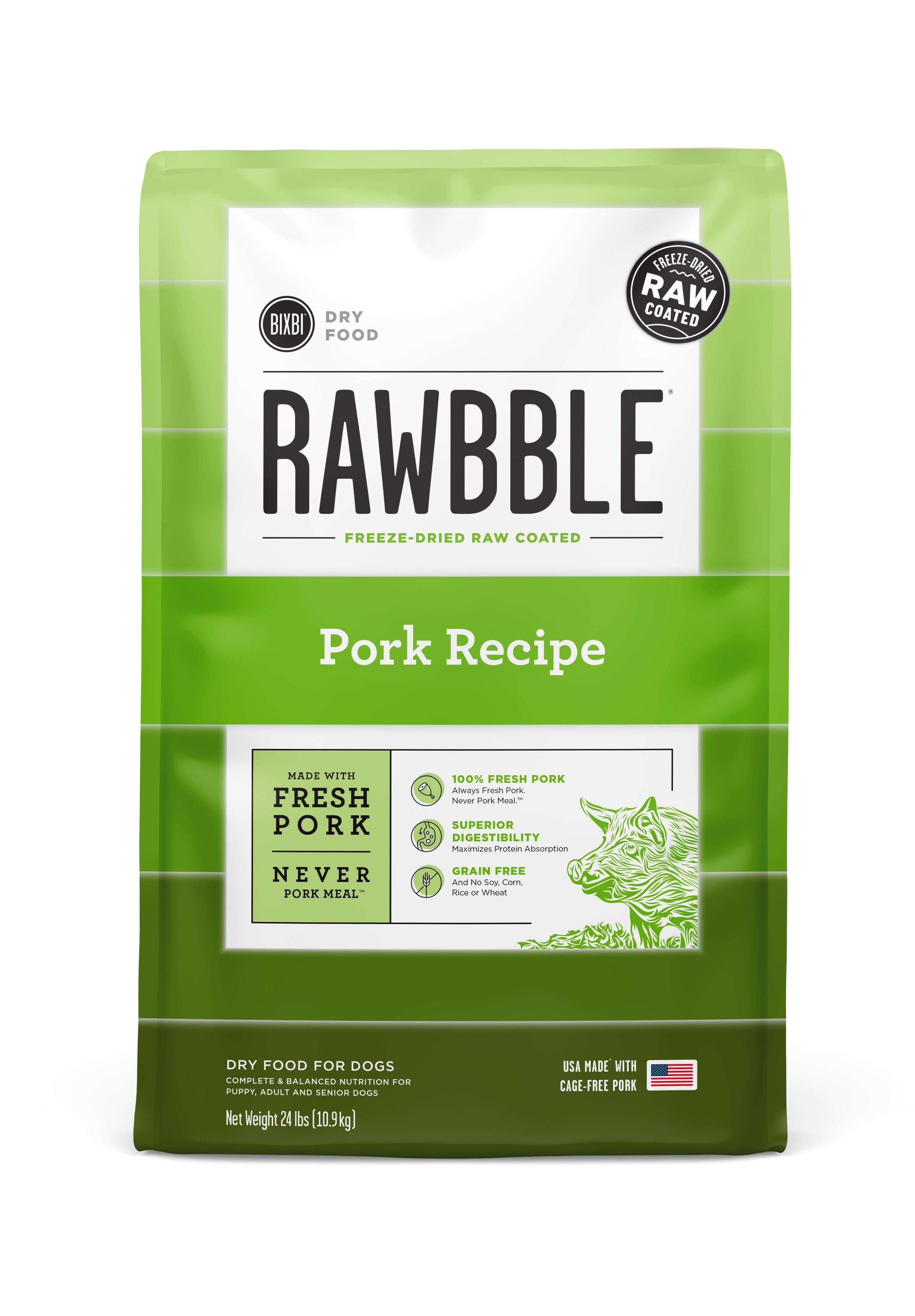 Bixbi Rawbble Pork Recipe Dry Dog Food - 24 Lbs  