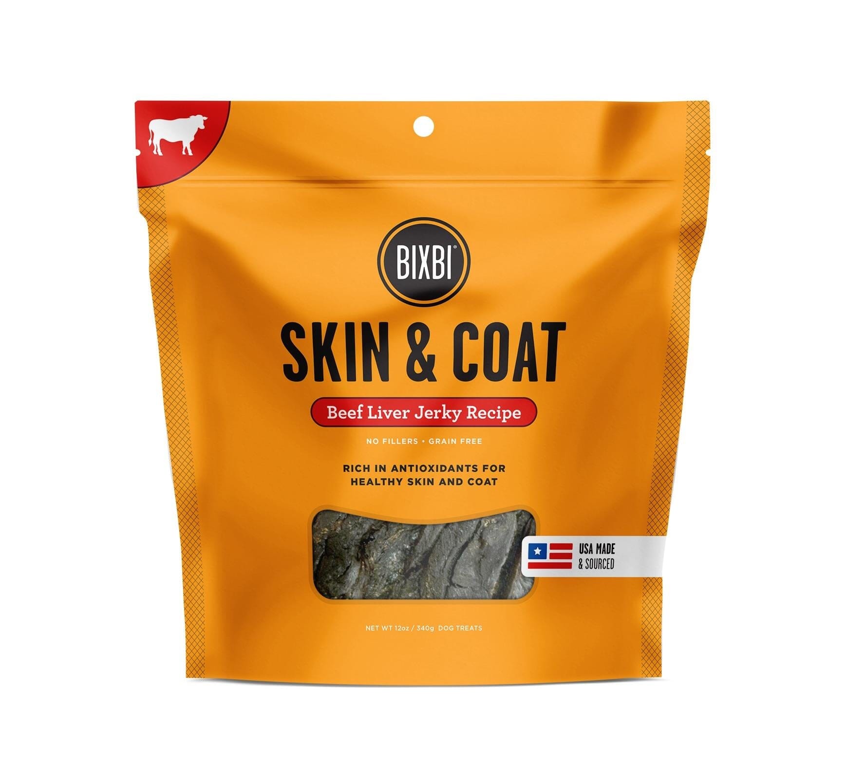 Bixbi Skin & Coat Beef Liver Jerky Dog Treats  