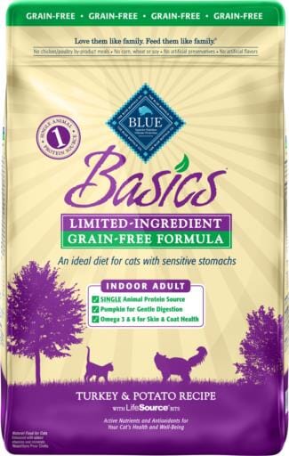 Blue Buffalo Basics Grain Free Adult Indoor Turkey & Potato Recipe Dry Cat Food  