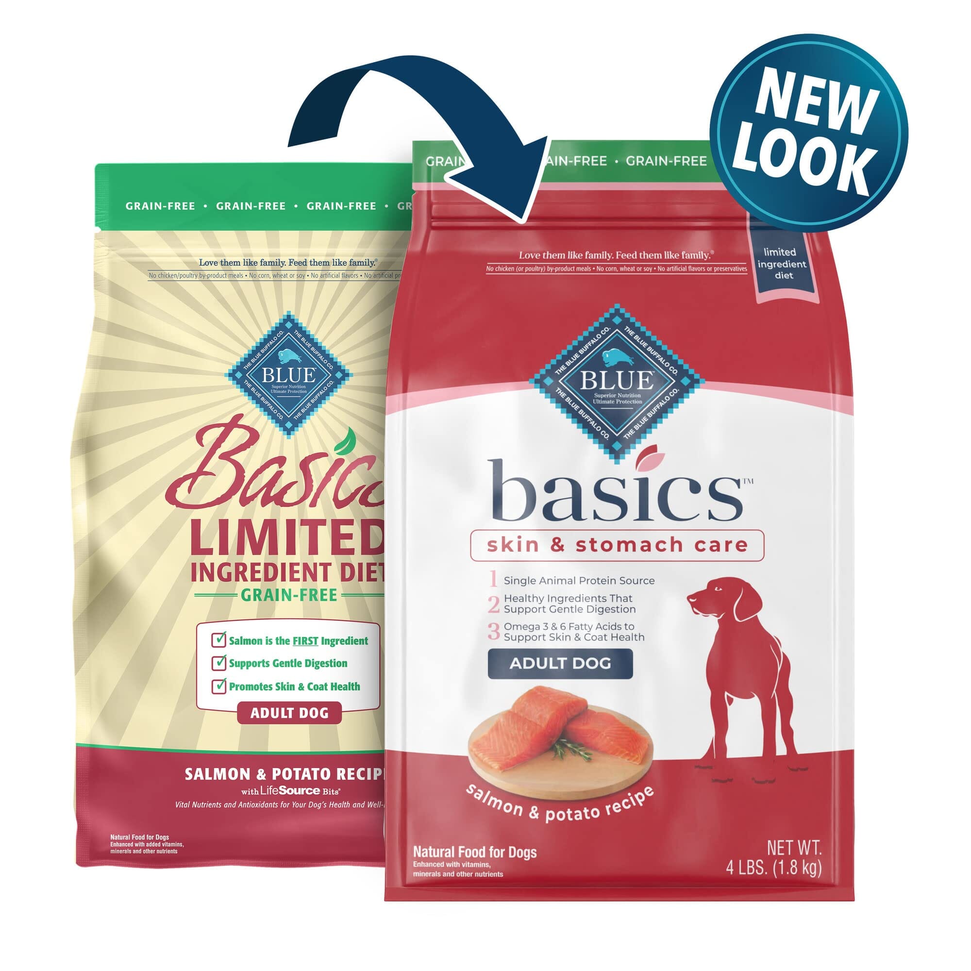 Blue Buffalo Basics Grain-Free Salmon Adult Dry Dog Food - 4 Lbs  