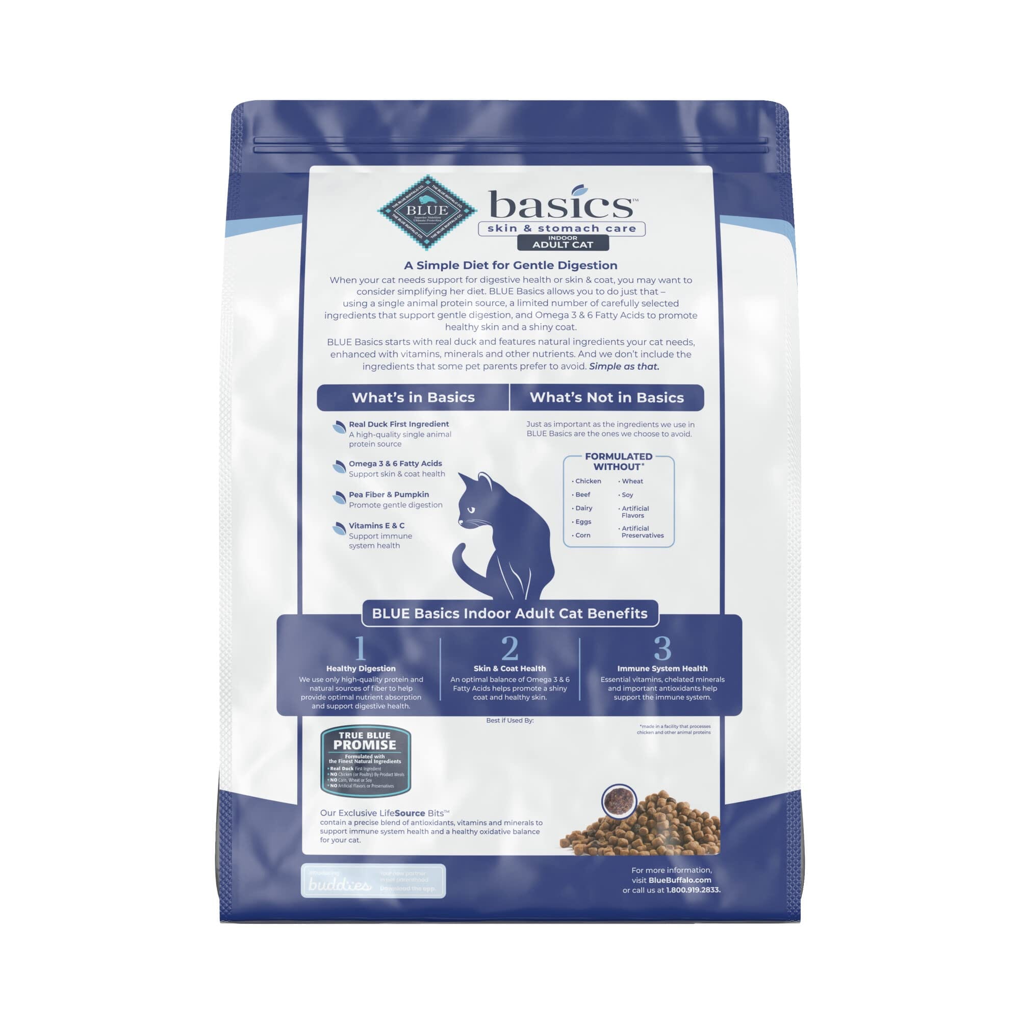 Blue Buffalo Basics Limited Ingredient Diet Indoor Grain-Free Duck Adult Dry Cat Food - 11 Lbs  