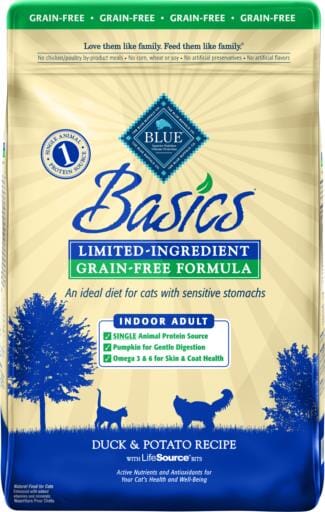 Blue Buffalo Basics Limited Ingredient Diet Indoor Grain-Free Duck Adult Dry Cat Food - 11 Lbs  