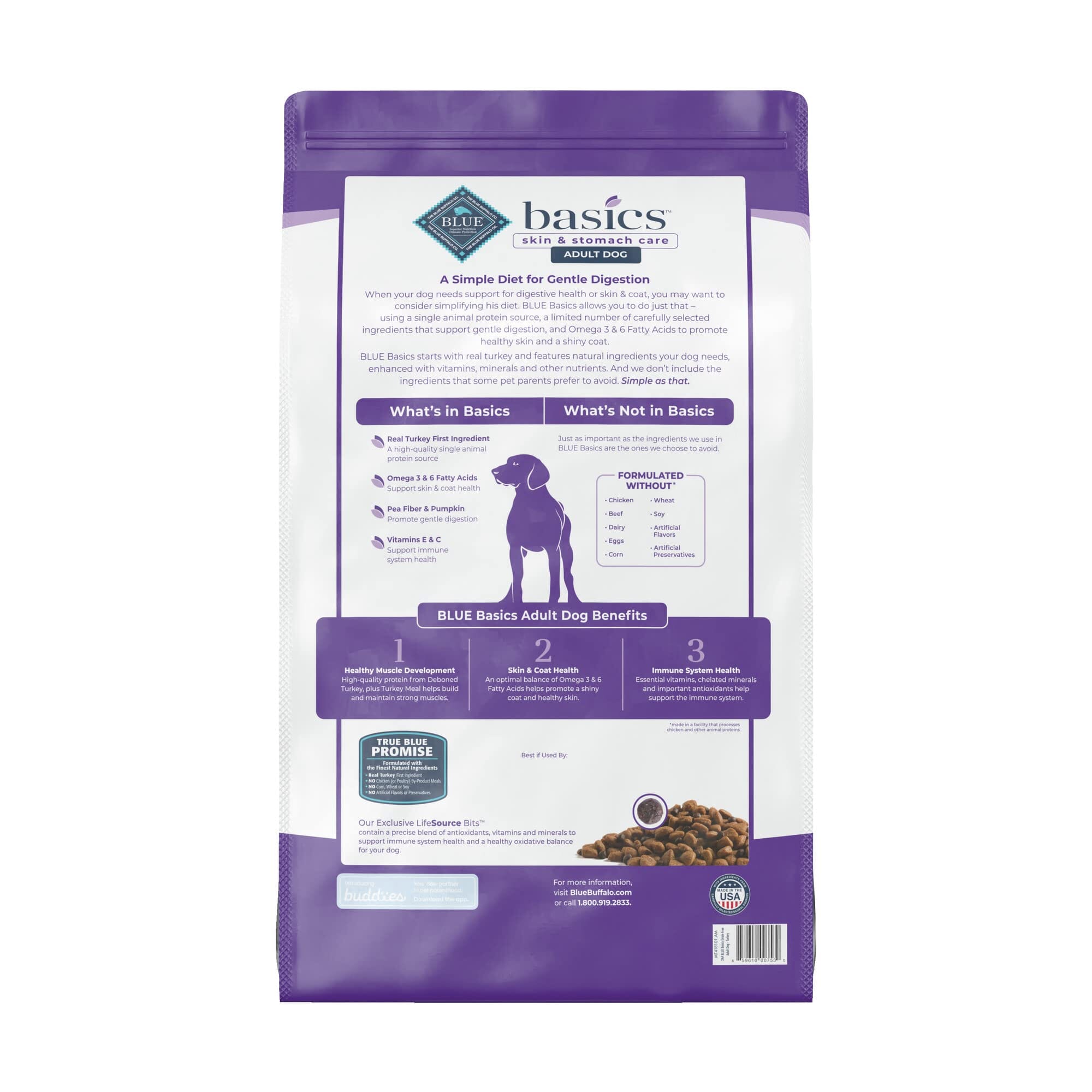 Blue Buffalo Basics Skin and Stomach Adult Grain-Free Turkey and Potato Dry Dog Food  