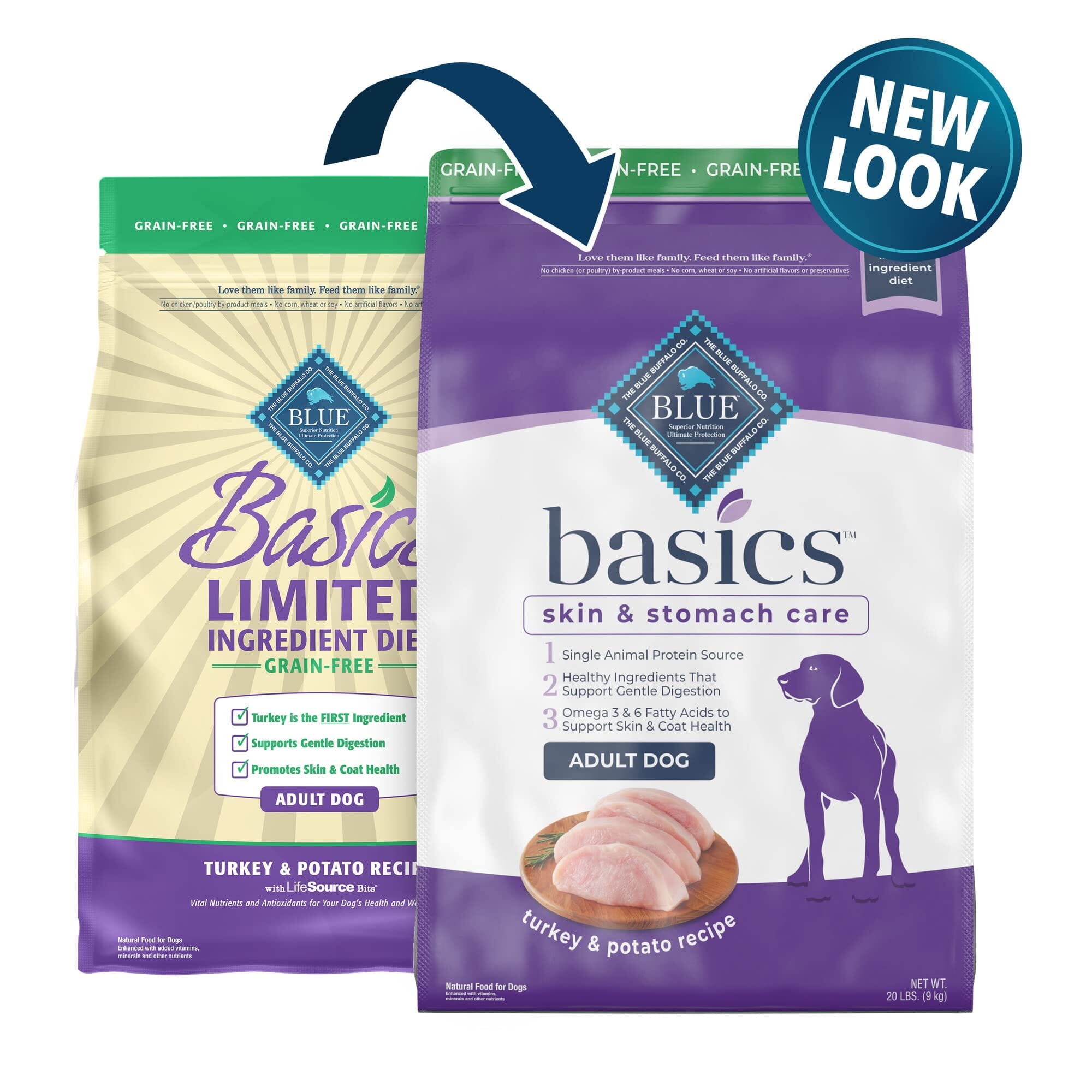 Blue Buffalo Basics Skin and Stomach Adult Grain-Free Turkey and Potato Dry Dog Food  