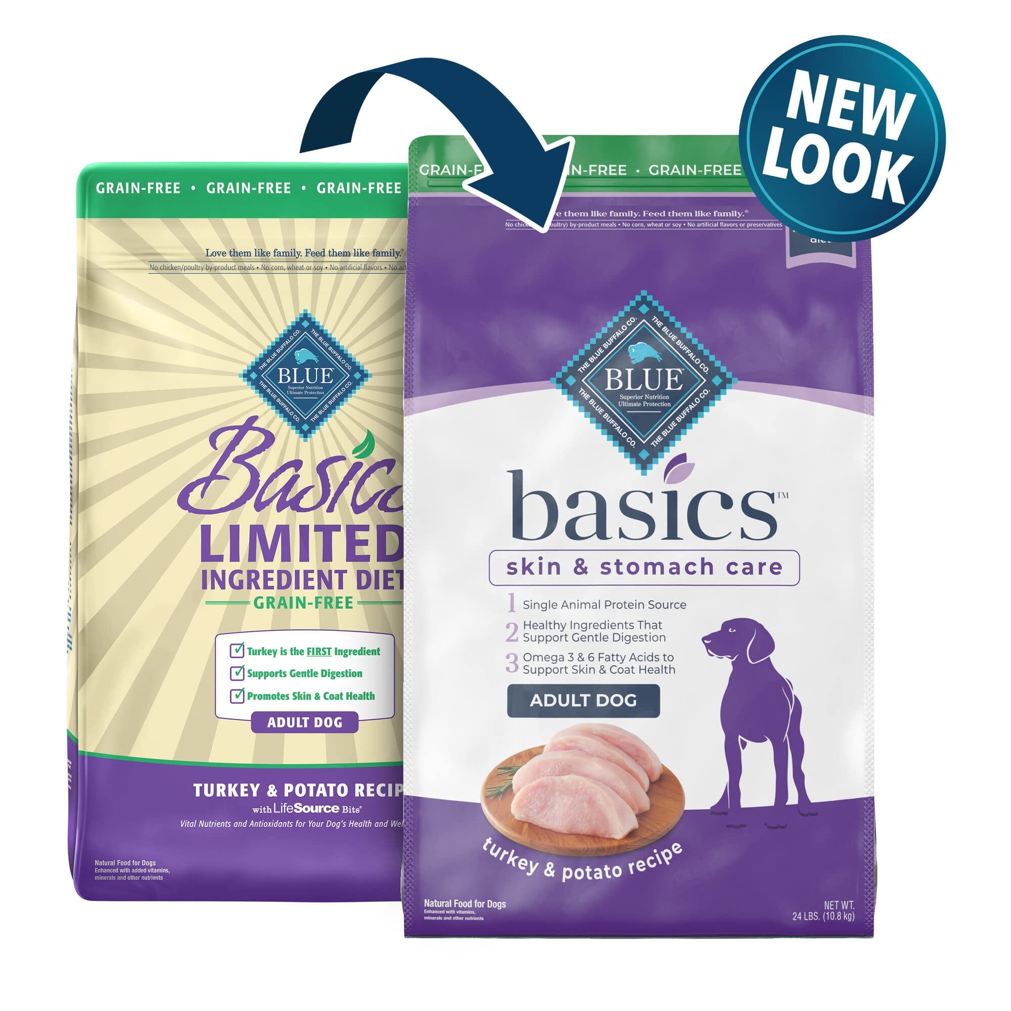 Blue Buffalo Basics Skin and Stomach Adult Grain-Free Turkey and Potato Dry Dog Food  