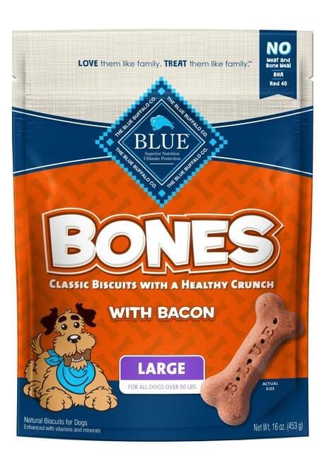 Blue Buffalo Bone Bacon Crunchy Dog Biscuits - Large - 16 Oz  
