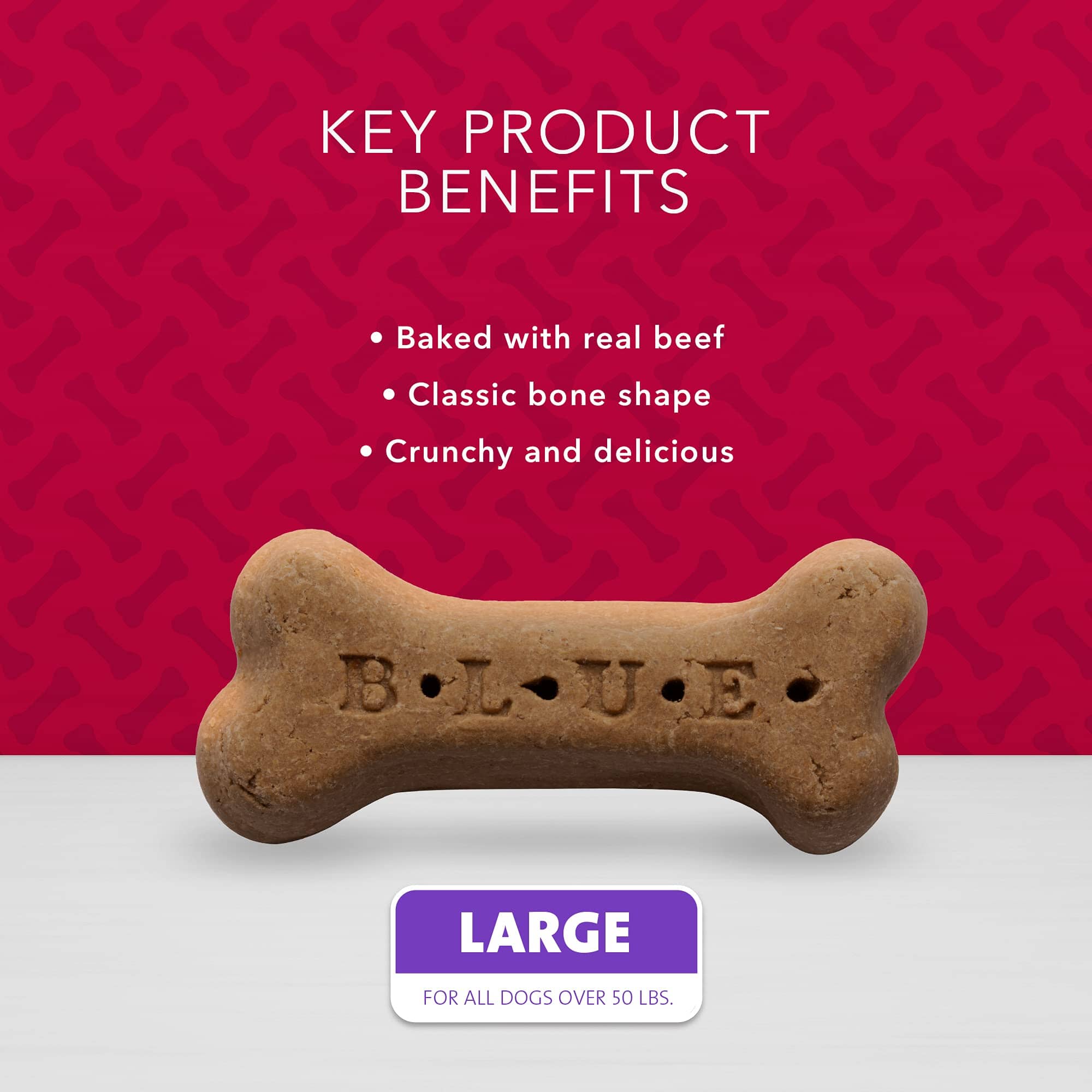 Blue Buffalo Bone Beef Crunchy Dog Biscuits - Large - 16 Oz  