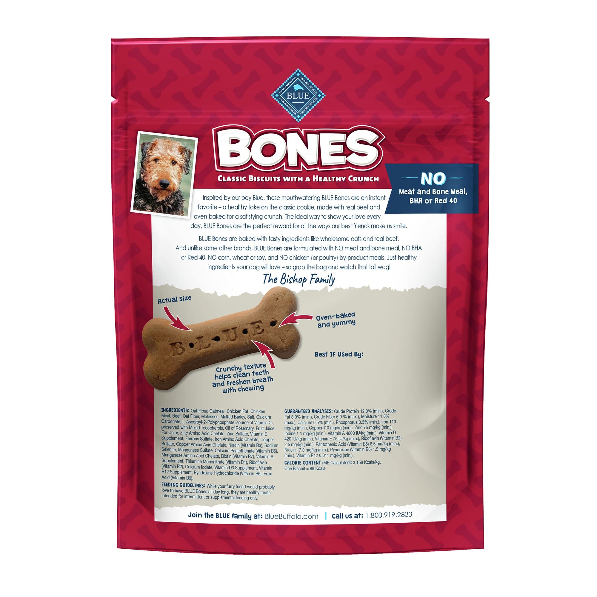 Blue Buffalo Bone Beef Crunchy Dog Biscuits - Large - 16 Oz  