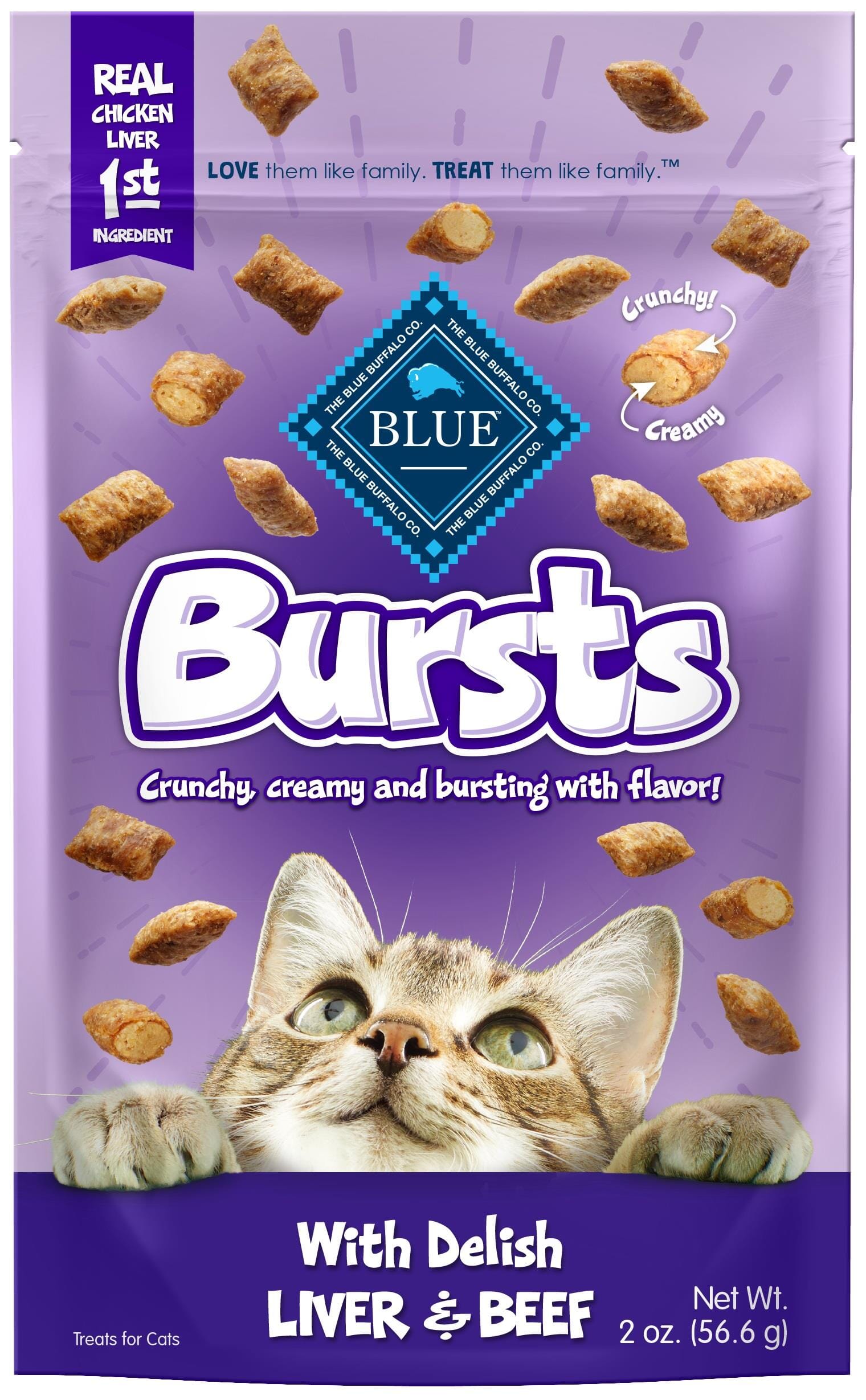 Blue Buffalo Bursts Crunchy and Creamy Liver and Beef Crunchy Cat Treats  