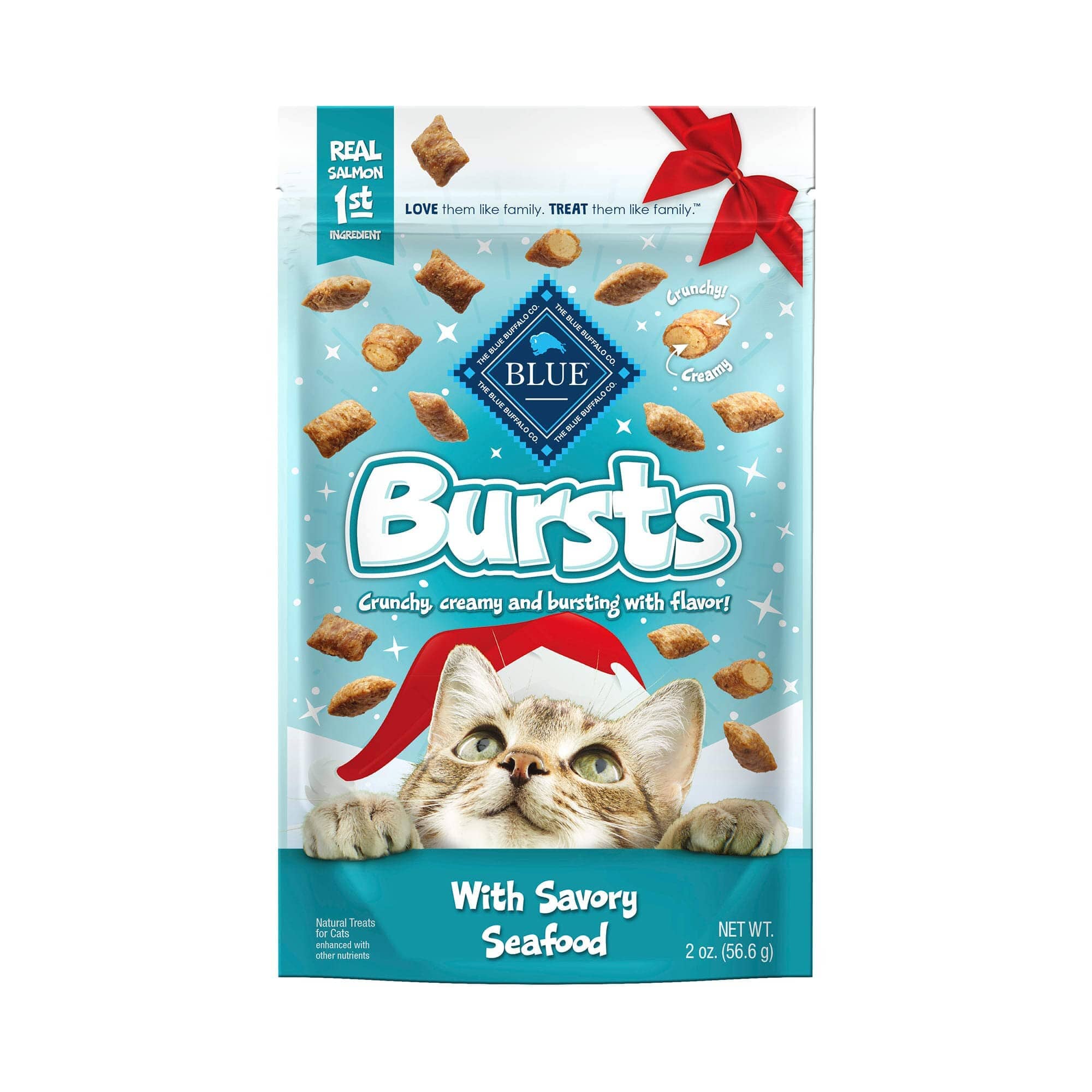 Blue Buffalo Bursts Crunchy and Creamy Seafood Crunchy Cat Treats 2 Oz 
