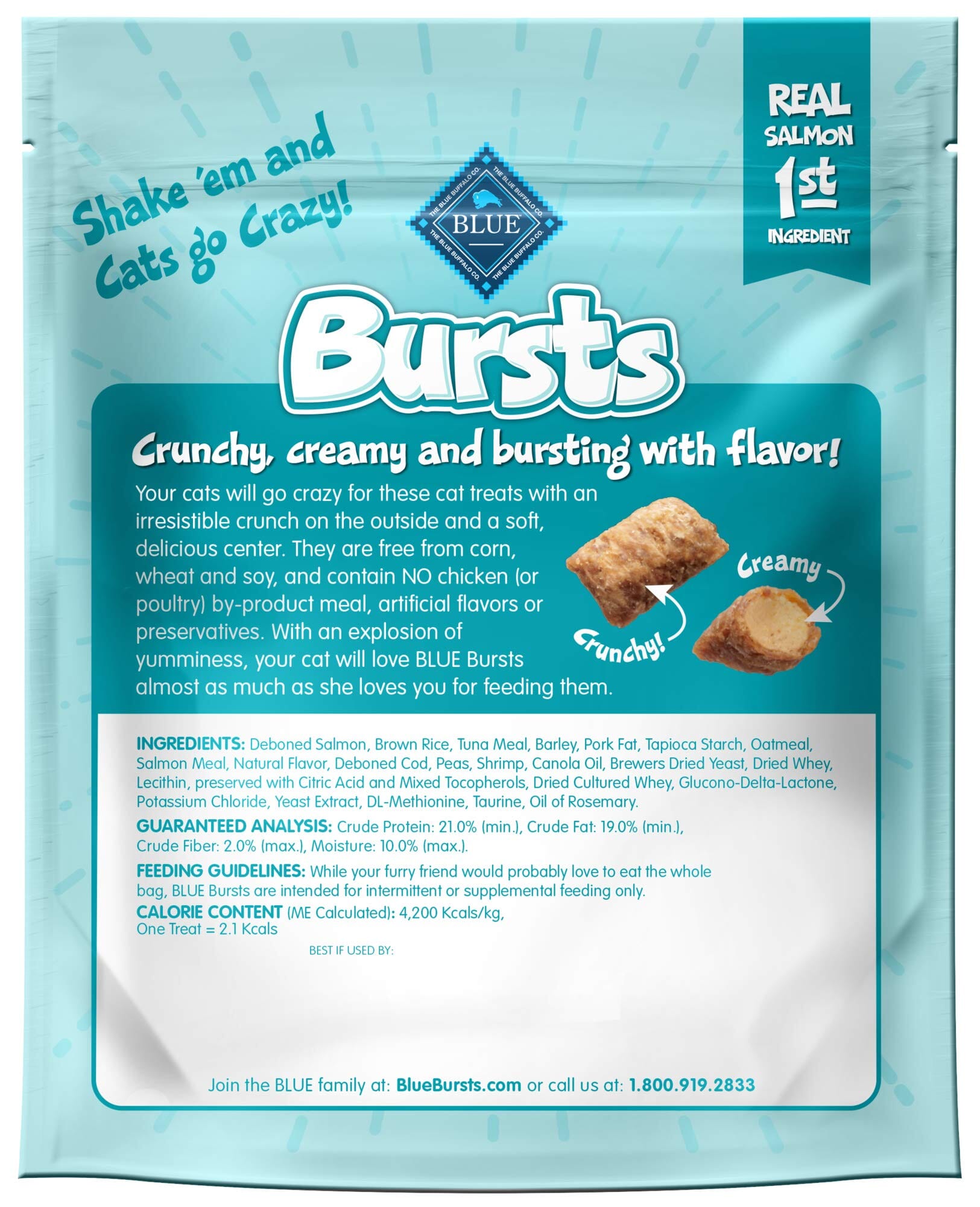 Blue Buffalo Bursts Crunchy and Creamy Seafood Crunchy Cat Treats  