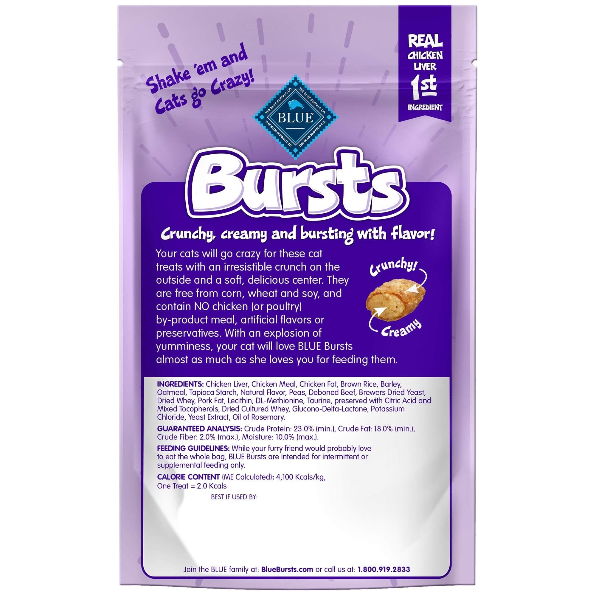 Blue Buffalo Bursts Liver and Beef Soft and Chewy Cat Treats - 5 Oz - 6 Pack  