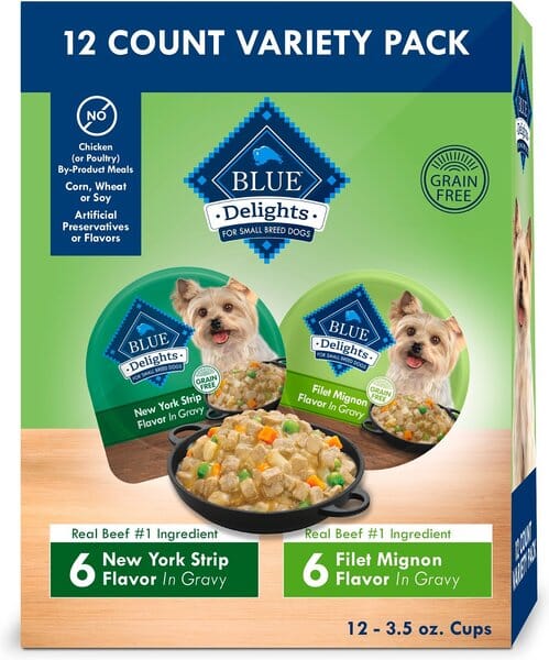 Blue Buffalo Devine Delights Adult Small-Breed Filet Mignon and New York Strip in Gravy Wet Dog Food - 3.5 Oz - 12 Trays