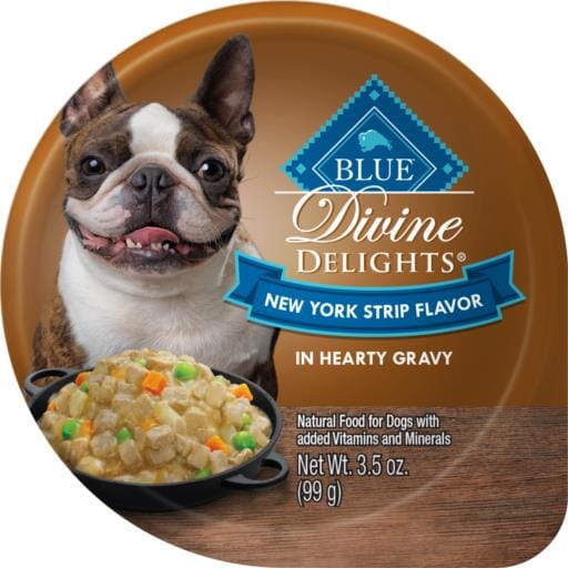 Blue Buffalo Devine Delights NY Strip Steak Pate Wet Dog Food Trays - 3.5 Oz - Case of 12  