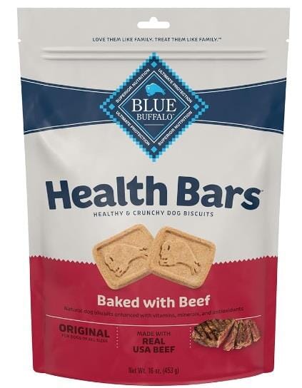 Blue Buffalo Health Bars Beef Crunchy Dog Biscuits Treats - 16 Oz  