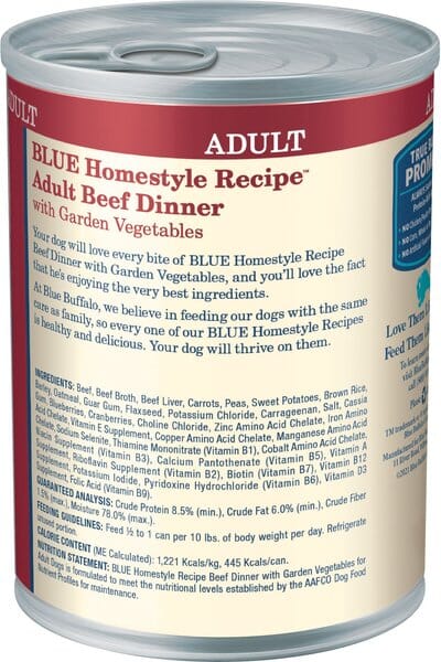 Blue Buffalo Homestyle Recipe Adult Beef Canned Dog Food - 12.5 Oz - Case of 12