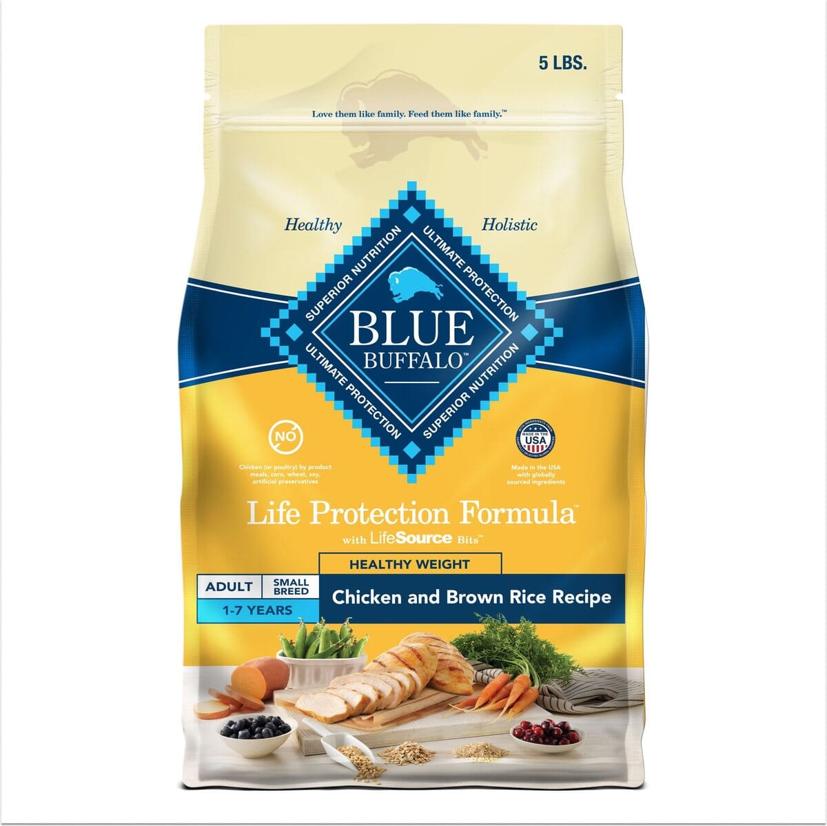 Blue Buffalo Life Protection Formula Natural Adult Small-Breed Healthy Weight Adult Chicken Dry Dog Food - 5 Lbs