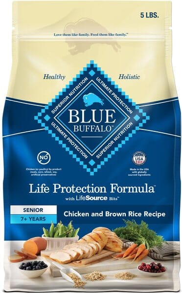 Blue Buffalo Life Protection Formula Natural Senior Chicken and Brown Rice Dry Dog Food - 5 Lbs  