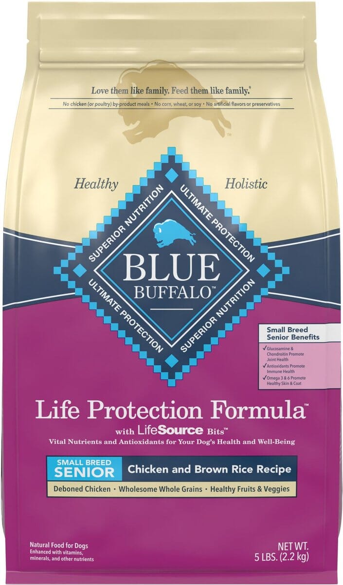 Blue Buffalo Life Protection Formula Natural Senior Small-Breed Chicken and Brown Rice Dry Dog Food - 5 Lbs  