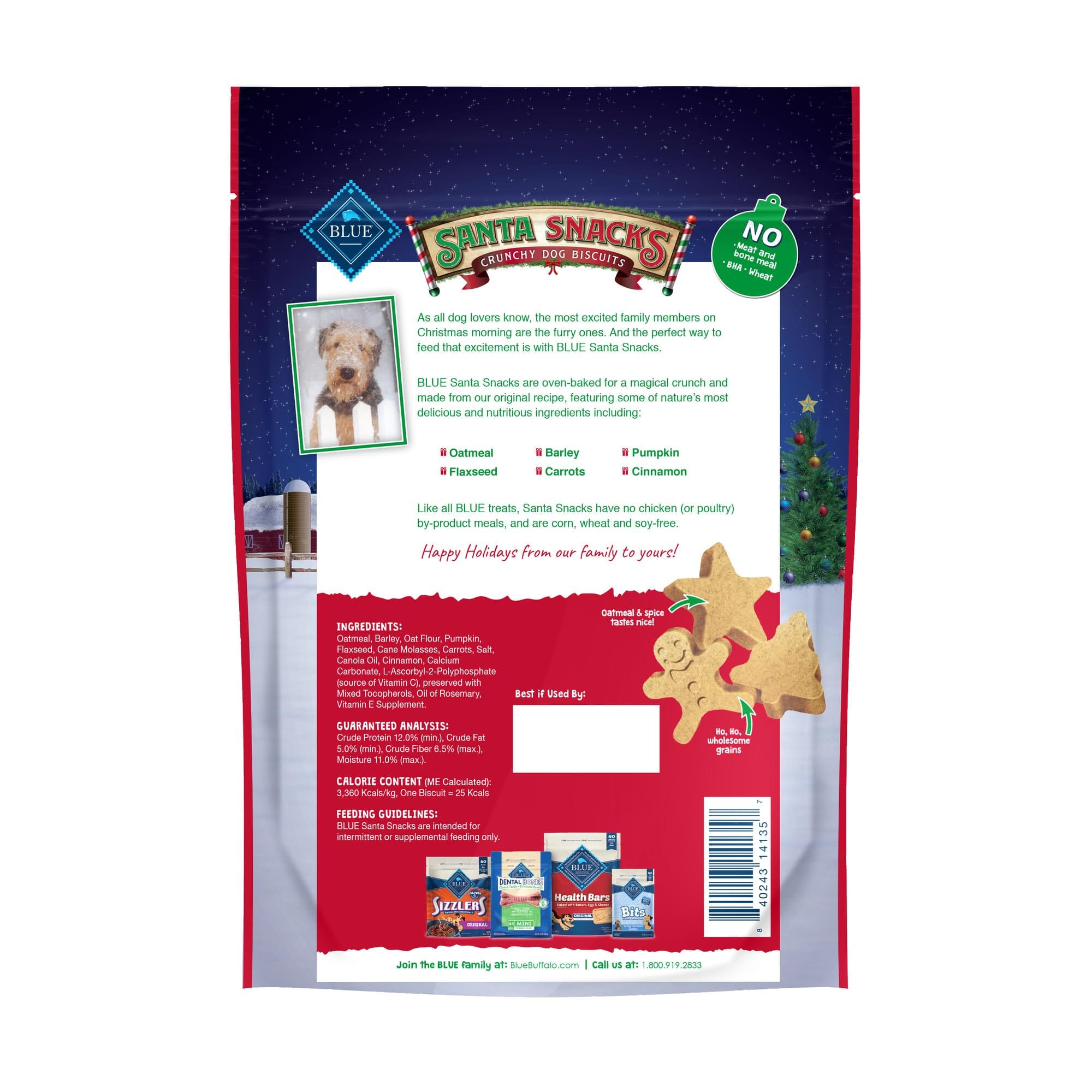 Blue Buffalo Santa Snacks Crunchy Biscuit Dog Treats - 11 Oz  