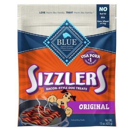 Blue Buffalo Sizzlers Natural Bacon-Style Pork Soft Moist Dog Treats  - 15 Oz  