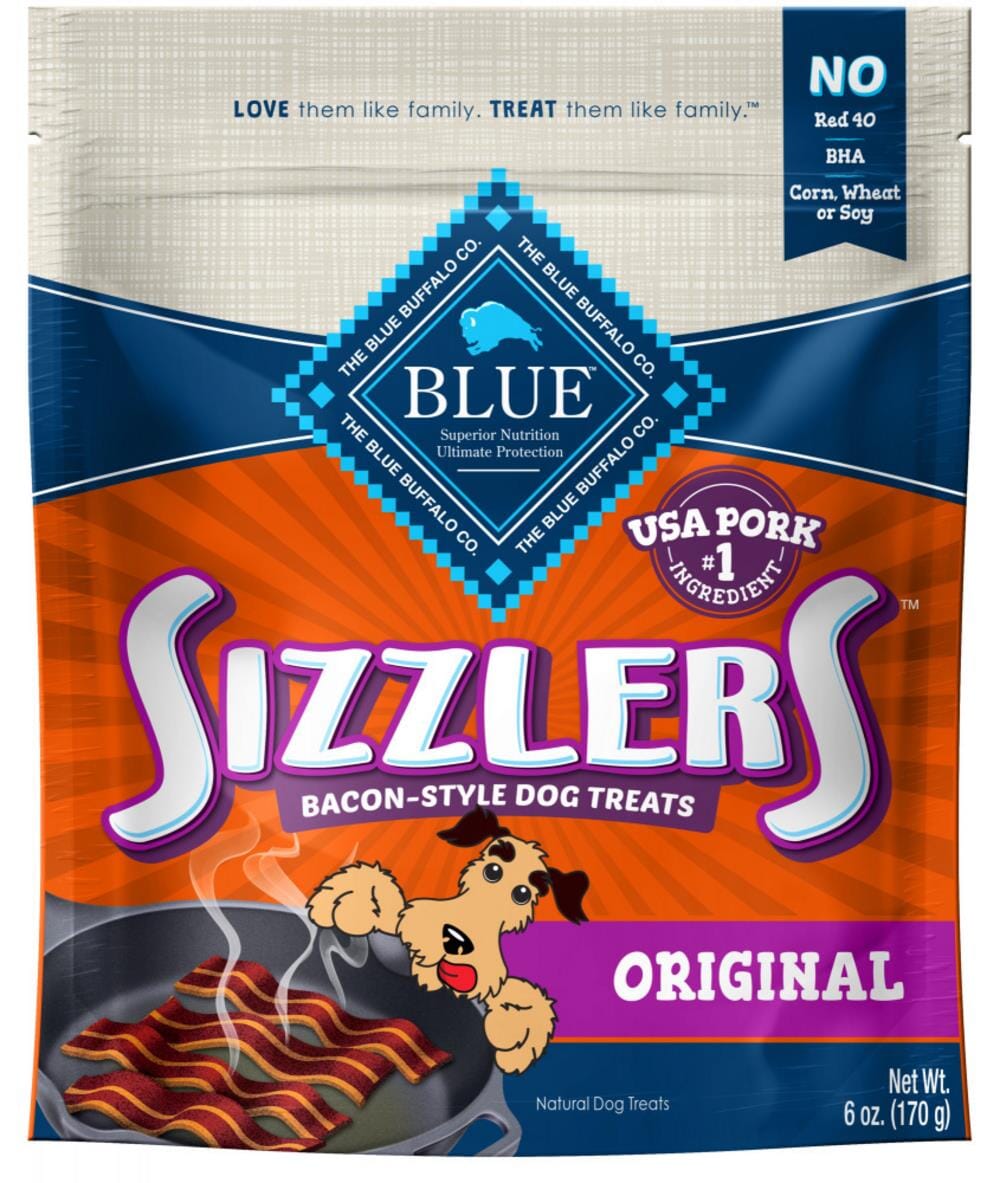 Blue Buffalo Sizzlers Natural Soft-Moist Bacon-Style Pork Dog Treats - 6 Oz  