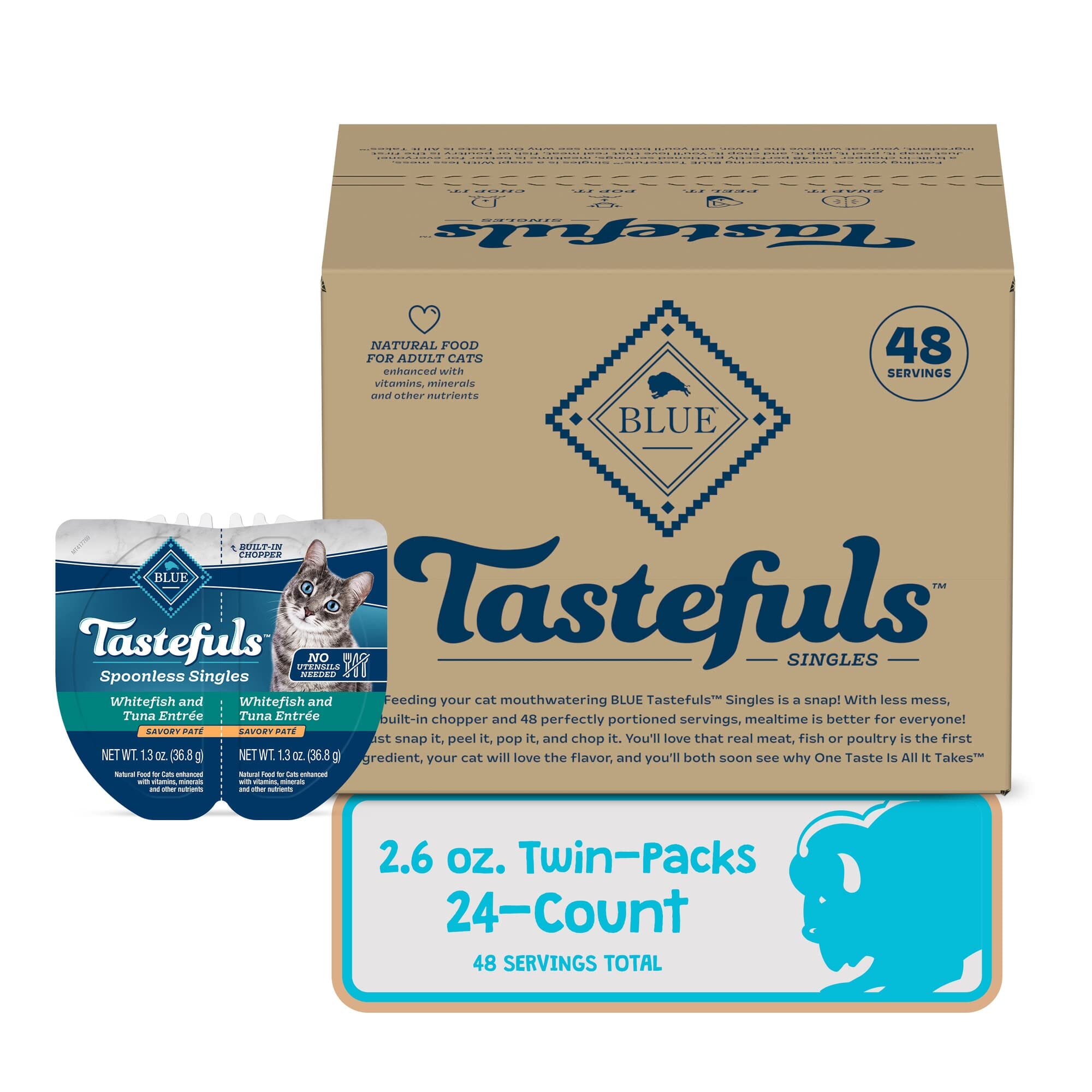 Blue Buffalo Tasteful Singles Whitefish and Tuna Wet Cat Food Trays - 2.6 Oz - Case of 10  