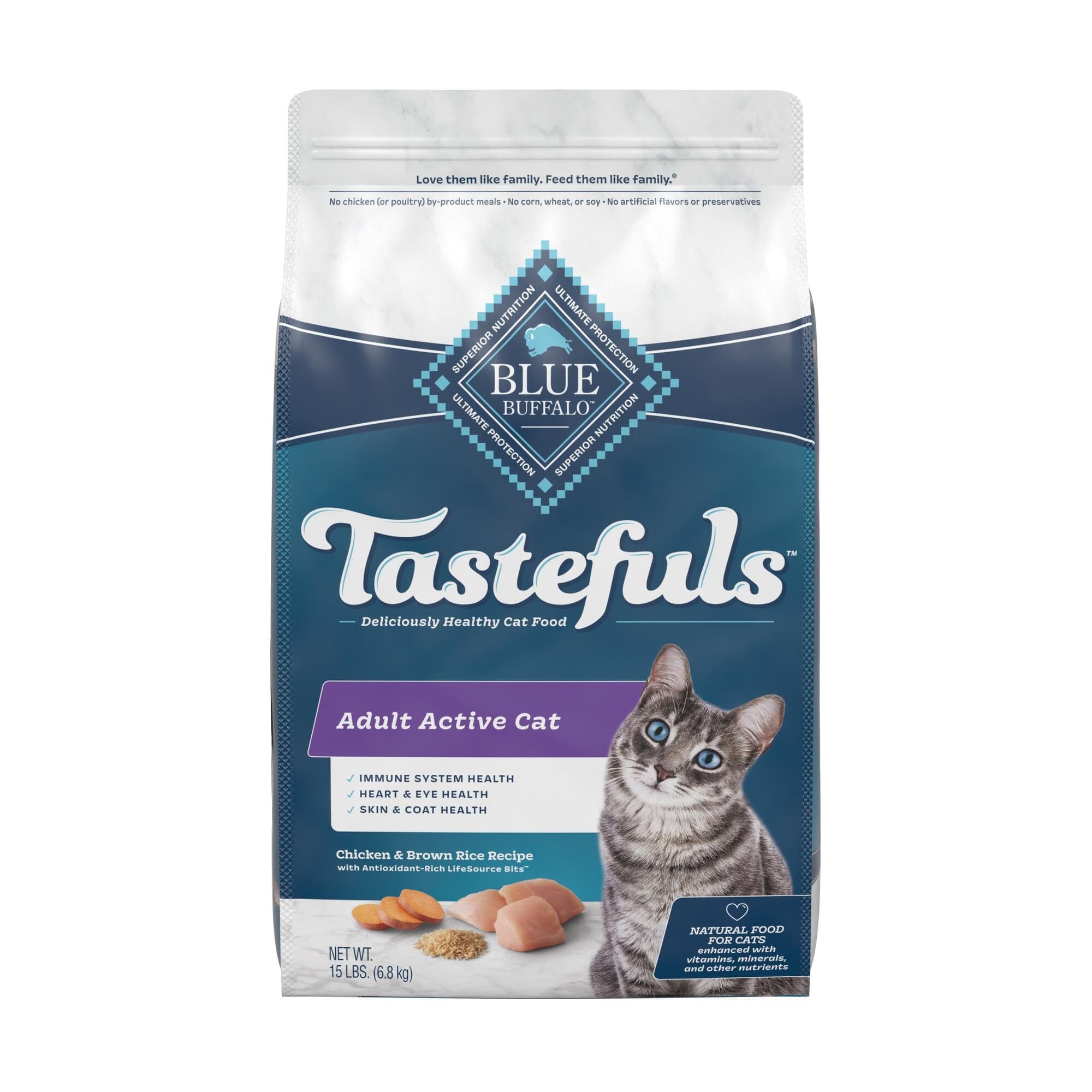 Blue Buffalo Tastefuls Adult Chicken Rice Dry Cat Food - 15 Lbs  