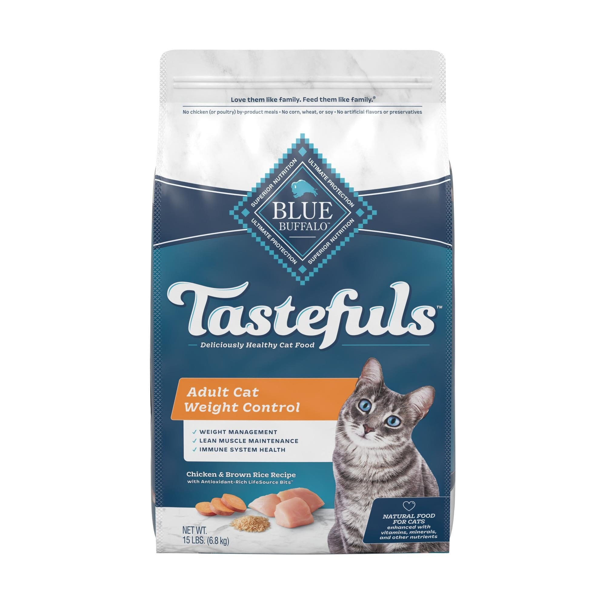 Blue Buffalo Tastefuls Adult Weight Control Natural Chicken Dry Cat Food - 15 Lbs  