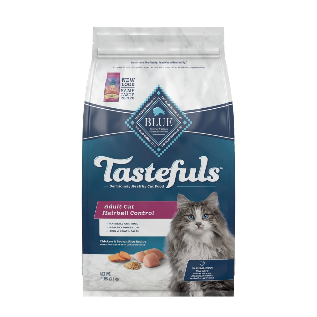Blue Buffalo Tastefuls Indoor Adult Hairball Control Natural Chicken Dry Cat Food 7 Lbs 
