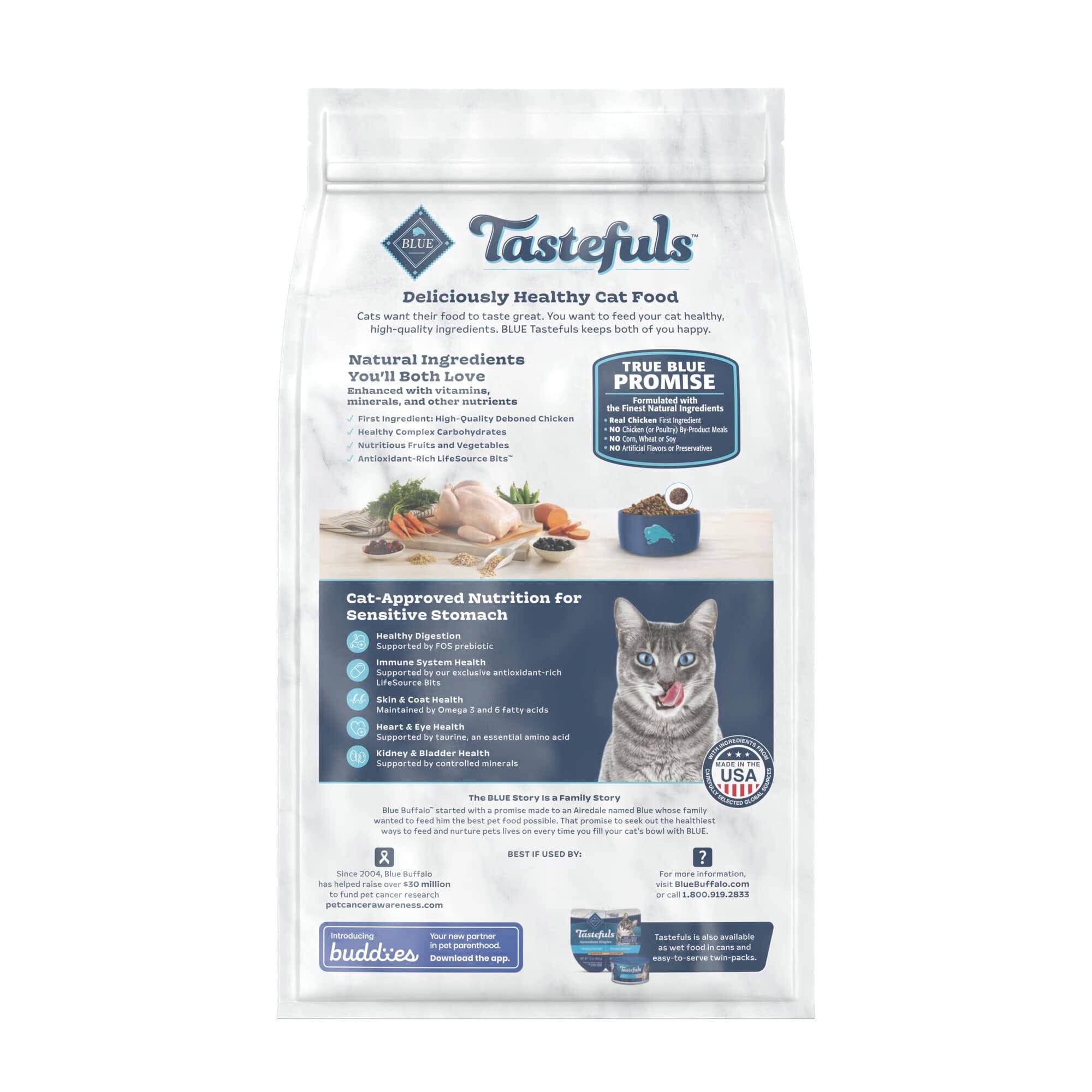 Blue Buffalo Tastefuls Natural Adult Sensitive Stomach Chicken Dry Cat Food  