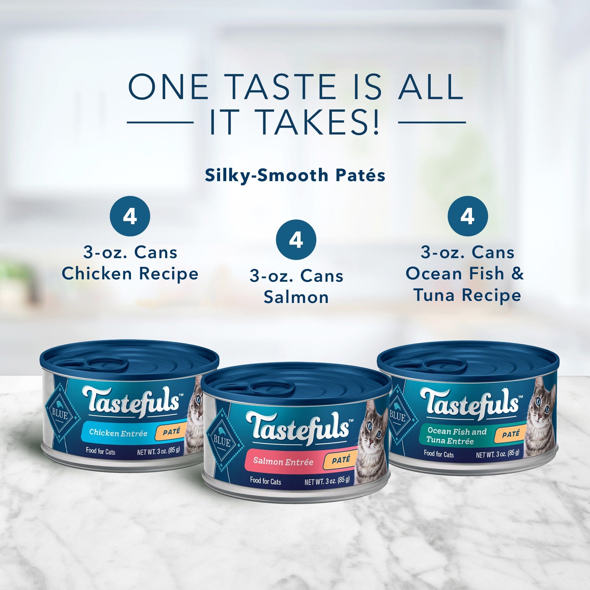 Blue Buffalo Tastefuls Salmon Chicken Oceanfish and Tuna Canned Cat Food - Variety Pack - 3 Oz - Case of 12