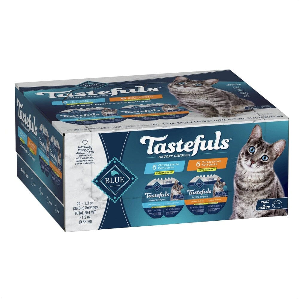 Blue Buffalo Tastefuls Savory Chicken and Turkey in Gravy Wet Cat Food Trays - Variety Pack - 2.6 Oz - 12 Pack Default Title