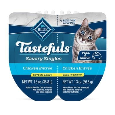 Blue Buffalo Tastefuls Savory Singles Chicken in Gravy Entrée Wet Cat Food Trays - 2.6 Oz - Case of 10 Default Title