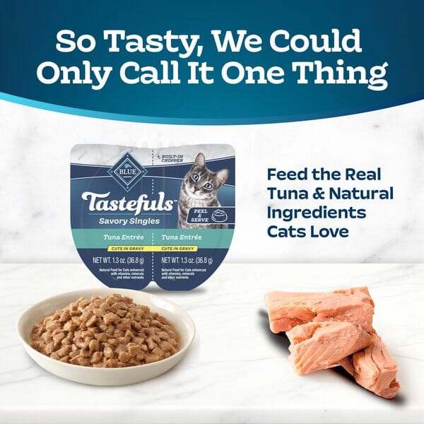 Blue Buffalo Tastefuls Savory Singles Tuna Entrée in Gravy Wet Cat Food - 2.6 Oz - 10 Trays