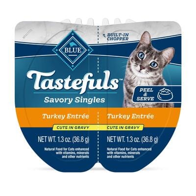 Blue Buffalo Tastefuls Savory Singles Turkey in Gravy Entrée Wet Cat Food Trays - 2.6 Oz - Case of 10 Default Title
