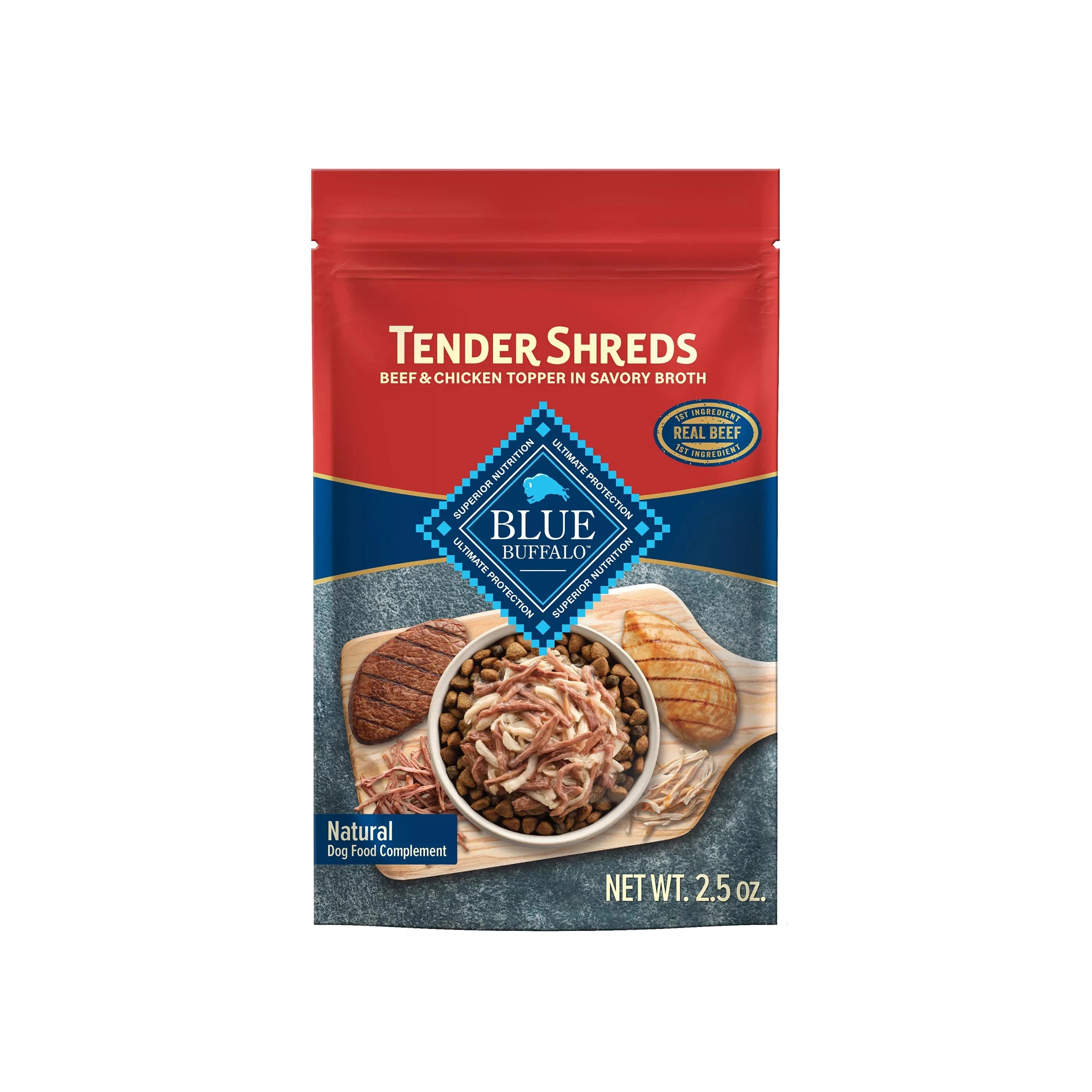 Blue Buffalo Tender Shreds Beef Dog Food Topper - 2.5 Oz - Case of 12 - 2 Pack Default Title