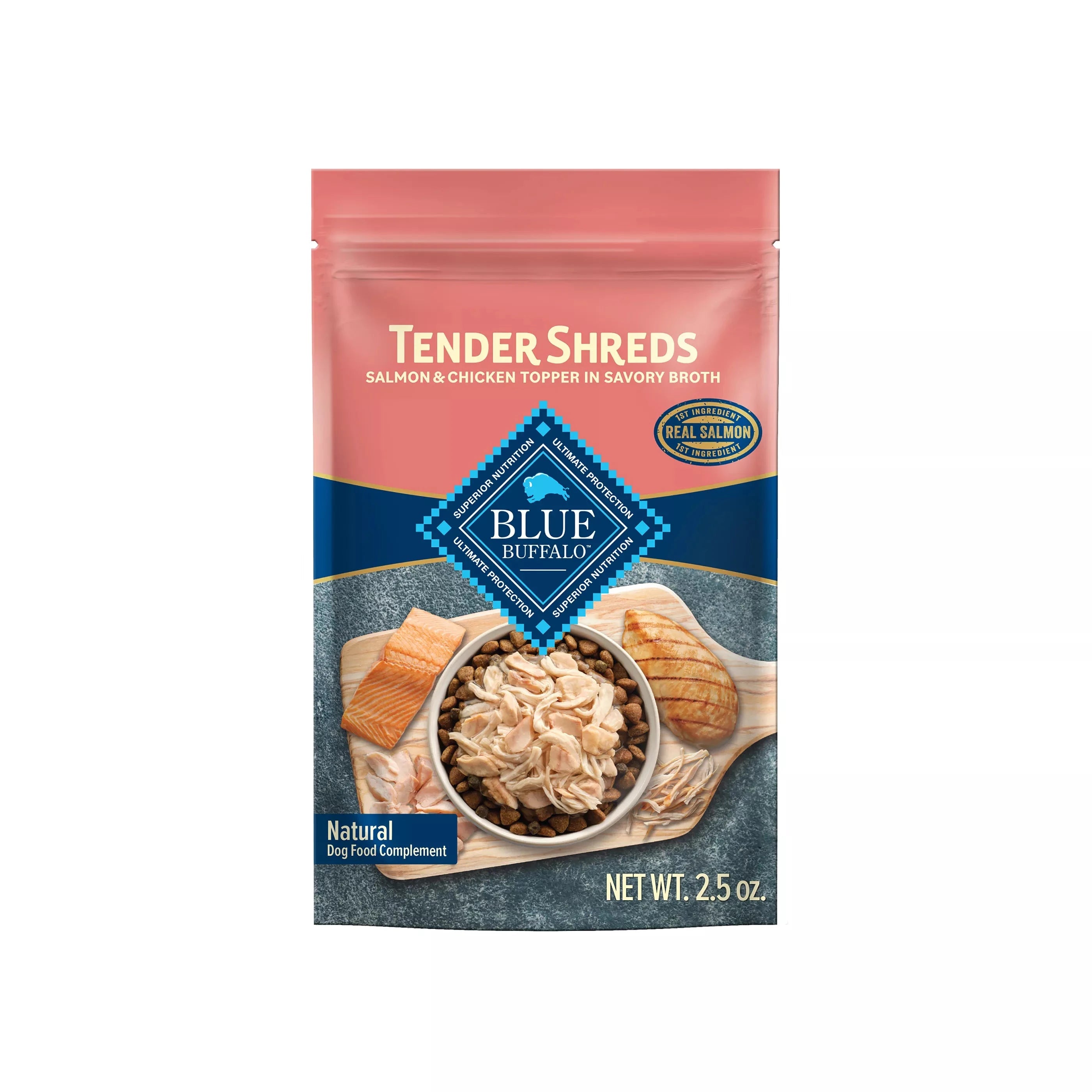 Blue Buffalo Tender Shreds Salmon Dog Food Topper - 2.5 Oz - Case of 12 - 2 Pack Default Title