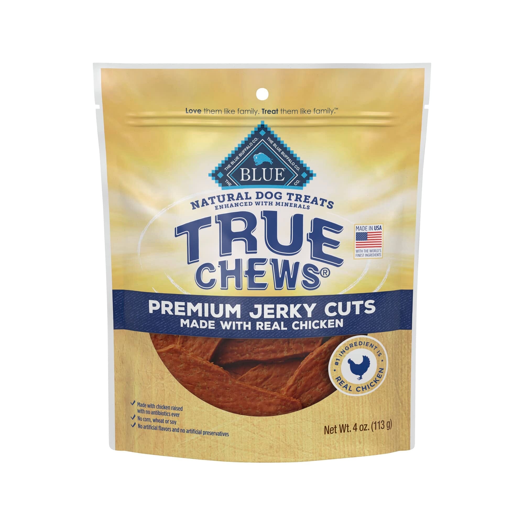 Blue Buffalo True Chews Premium Jerky Cuts Chicken Natural Dog Treats 4 Oz 