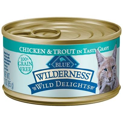 Blue Buffalo Wild Delights Grain-Free High-Protein Chicken and Trout in Gravy Canned Cat Food - 3 Oz - Case of 24 Default Title